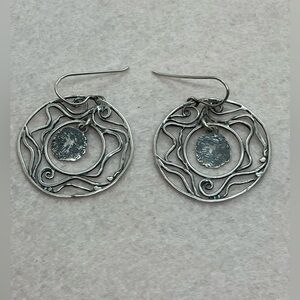 Silpada 925 Sterling Oxidized Silver Openwork Swirl Disc Dangle Earrings W1905